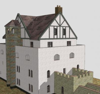 现代城堡探险建筑SU模型下载_sketchup草图大师SKP模型