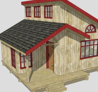 现代小木屋建筑SU模型下载_sketchup草图大师SKP模型