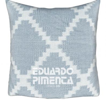 蓝色简约亚麻抱枕SU模型下载_sketchup草图大师SKP模型