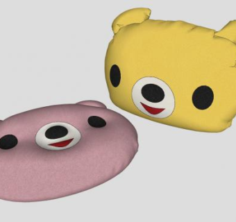 粉色紫色小熊抱枕SU模型下载_sketchup草图大师SKP模型