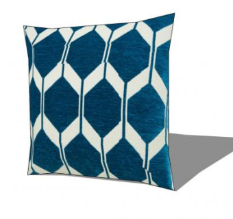 鸭蓝色印花靠垫SU模型下载_sketchup草图大师SKP模型