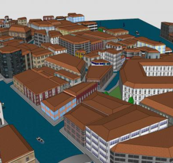 威尼斯房子建筑SU模型下载_sketchup草图大师SKP模型