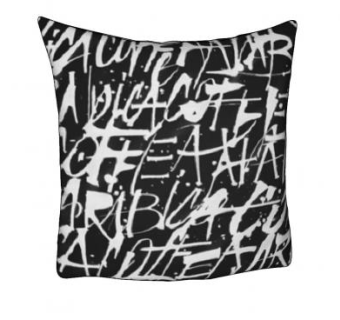 白色印花黑色抱枕SU模型下载_sketchup草图大师SKP模型