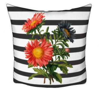 黑白条纹鲜花印花抱枕SU模型下载_sketchup草图大师SKP模型