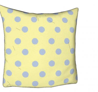 蓝色圆点黄色抱枕SU模型下载_sketchup草图大师SKP模型