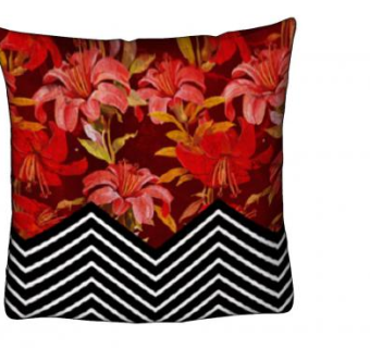 红色花卉拼色条纹抱枕SU模型下载_sketchup草图大师SKP模型