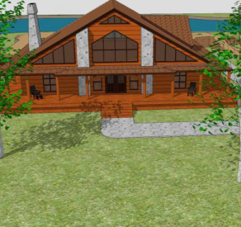 现代木屋户外房子SU模型下载_sketchup草图大师SKP模型