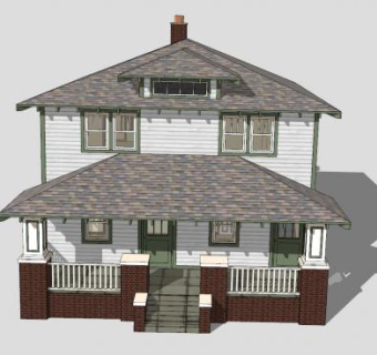 复式公寓房子建筑SU模型下载_sketchup草图大师SKP模型