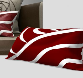 双面色红白抱枕SU模型下载_sketchup草图大师SKP模型