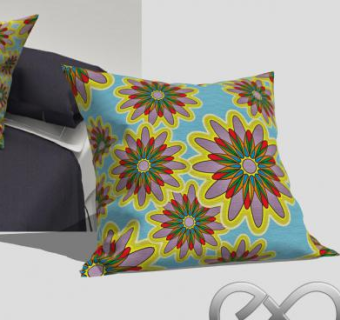 复古风菊花沙发抱枕SU模型下载_sketchup草图大师SKP模型