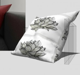 荷花印花简约抱枕SU模型下载_sketchup草图大师SKP模型