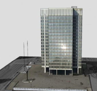 费城市政服务大楼房子建筑SU模型下载_sketchup草图大师SKP模型