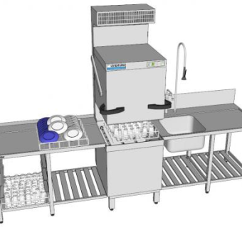 厨房设备自动洗碗机SU模型_su模型下载 草图大师模型_SKP模型