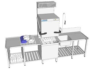 厨房设备自动洗碗机SU模型_su模型下载 草图大师模型_SKP模型
