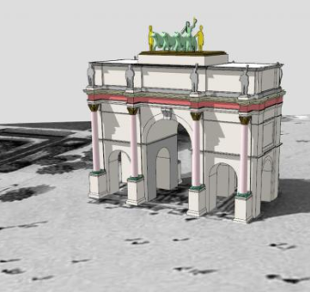 巴黎建筑凯旋门SU模型下载_sketchup草图大师SKP模型