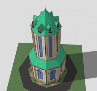 哥特式摩天大楼建筑SU模型下载_sketchup草图大师SKP模型