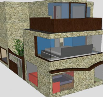 现代化屋子建筑SU模型下载_sketchup草图大师SKP模型