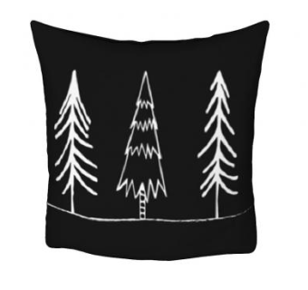 松树卡通图案黑色抱枕SU模型下载_sketchup草图大师SKP模型