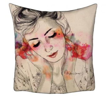 女性图案水彩印抱枕SU模型下载_sketchup草图大师SKP模型