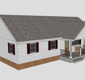 经典农场房子建筑SU模型下载_sketchup草图大师SKP模型