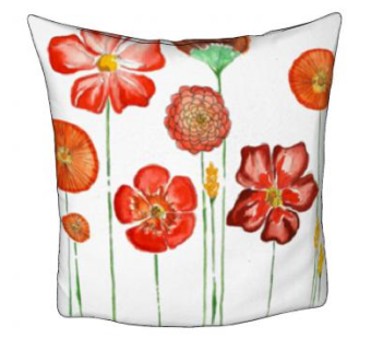 红色花卉白色抱枕SU模型下载_sketchup草图大师SKP模型