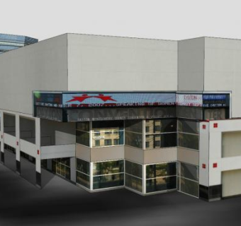 现代代顿会展中心建筑SU模型下载_sketchup草图大师SKP模型