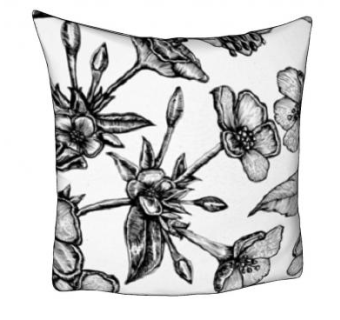 黑白色花卉抱枕SU模型下载_sketchup草图大师SKP模型