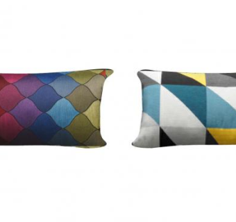 彩色几何卧房枕头SU模型下载_sketchup草图大师SKP模型