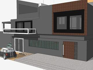 现代房子简约住宅SU模型下载_sketchup草图大师SKP模型