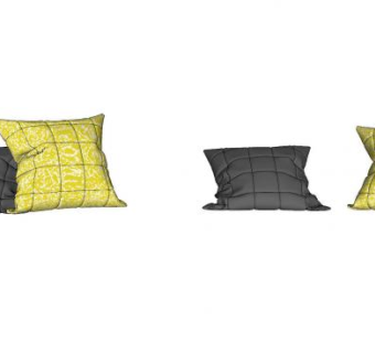 黄色和灰色的沙发抱枕SU模型下载_sketchup草图大师SKP模型