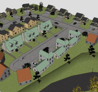 现代社区建筑中心SU模型下载_sketchup草图大师SKP模型
