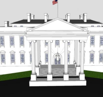 白宫房子建筑SU模型下载_sketchup草图大师SKP模型