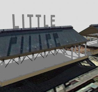 农贸市场建筑外观SU模型下载_sketchup草图大师SKP模型