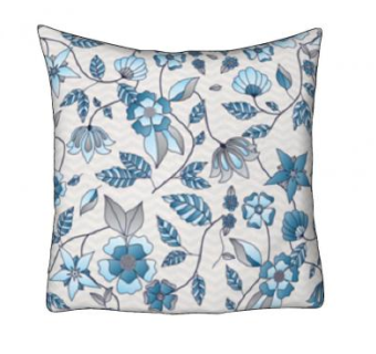 蓝色花卉沙发抱枕SU模型下载_sketchup草图大师SKP模型