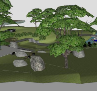 湖畔居房子建筑SU模型下载_sketchup草图大师SKP模型