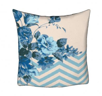 蓝色花卉抱枕SU模型下载_sketchup草图大师SKP模型