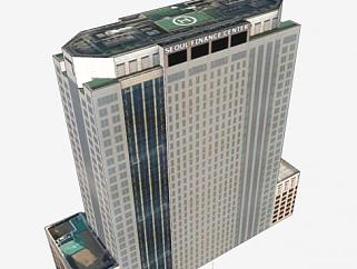 首尔的金融建筑中心SU模型下载_sketchup草图大师SKP模型