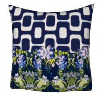 花卉图案深蓝色抱枕SU模型下载_sketchup草图大师SKP模型