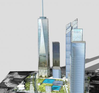 新世贸中心高层建筑SU模型下载_sketchup草图大师SKP模型