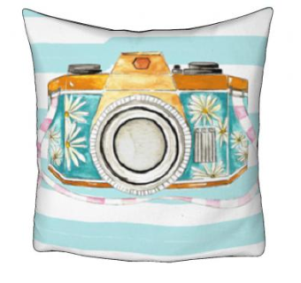 照相机图案蓝白条纹抱枕SU模型下载_sketchup草图大师SKP模型