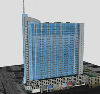 尖顶公寓建筑SU模型下载_sketchup草图大师SKP模型