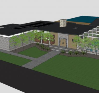 现代玻璃建筑房子SU模型下载_sketchup草图大师SKP模型