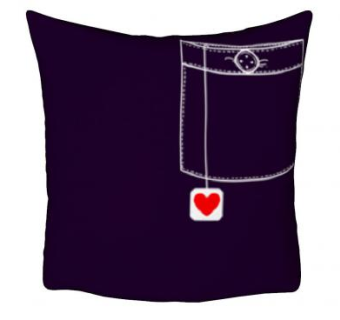 爱心口袋深紫色抱枕SU模型下载_sketchup草图大师SKP模型
