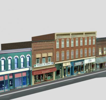 奥弗林街区建筑中心SU模型下载_sketchup草图大师SKP模型