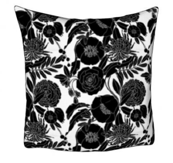 黑色花卉白色抱枕SU模型下载_sketchup草图大师SKP模型