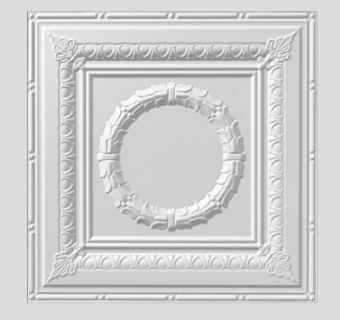 哑光白色玫瑰形天花板瓷砖SU模型下载_sketchup草图大师SKP模型