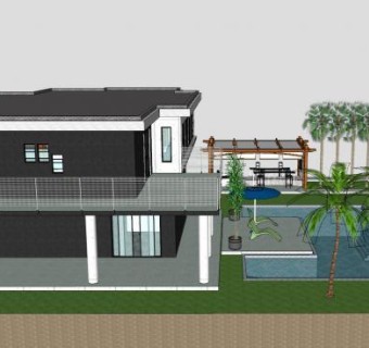海滨别墅房子SU模型下载_sketchup草图大师SKP模型