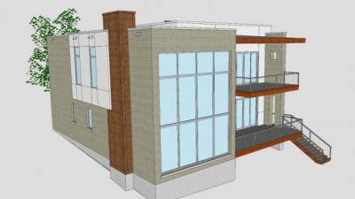 当代风格房子建筑SU模型下载_sketchup草图大师SKP模型