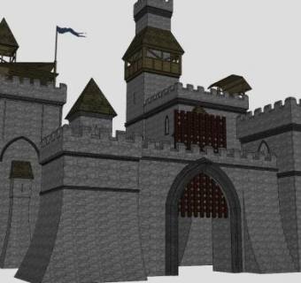 巨大城堡建筑SU模型下载_sketchup草图大师SKP模型