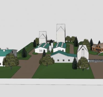 乡村大农场建筑SU模型下载_sketchup草图大师SKP模型
